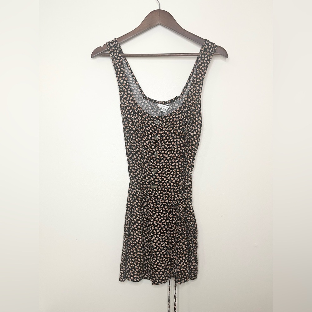 AMERICAN EAGLE AE Floral Shorts Tank Top Romper Tie Waist | Medium